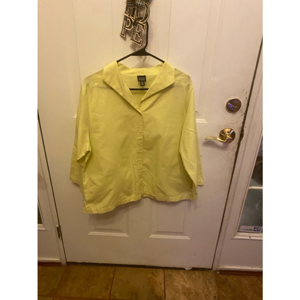 Eileen Fisher yellow long sleeve blouse size XL